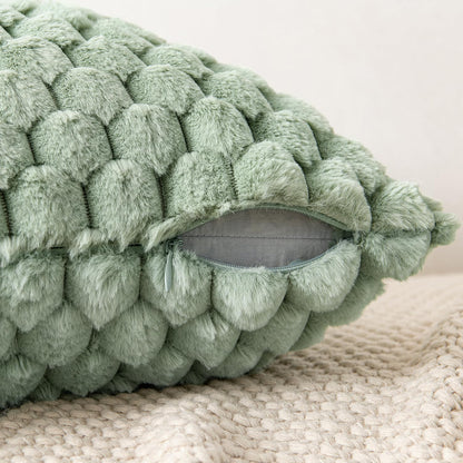 Sage Green Faux Fur Decorative Throw Pillow Covers 18X18 Inch Set of 2 Super Soft Cozy Plush Cushion Cases Luxury Fluffy Pillowcases for Sofa Couch Bed Living Room