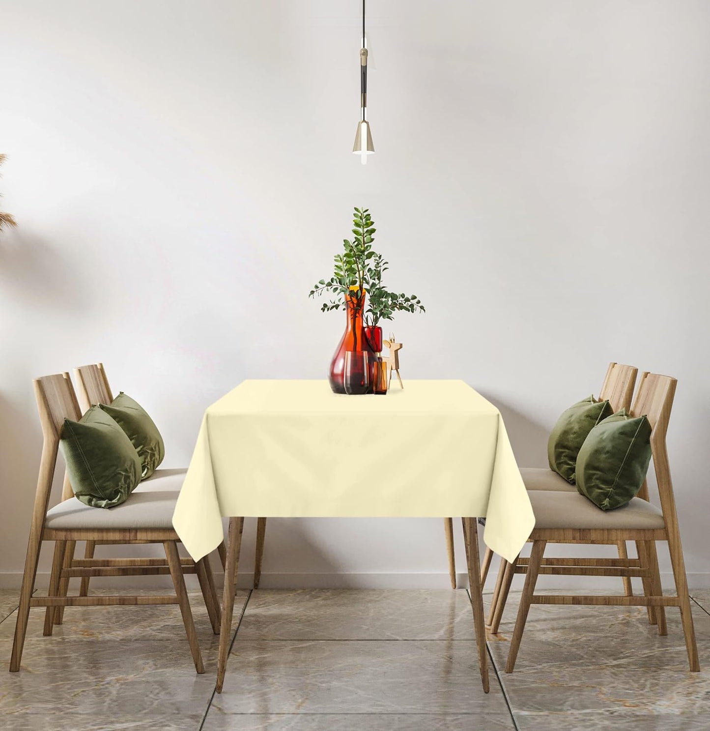 2 Pack 6 Foot Rectangle Table Cloth [60X102 Inches, Ivory] Stain and Wrinkle Resistant Tablecloth Washable Polyester Cover for Dining, Buffet Parties, Picnic and Weddings