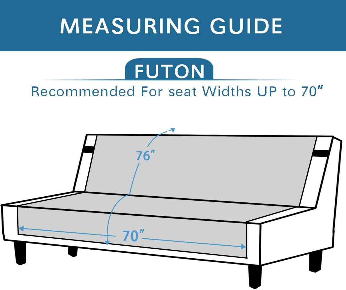 Reversible Futon Cover Water Repellent Armless Sofa Slipcover Washable Furniture Protector with Adjustable Elastic Strap Anti-Slip Futon Bed Cover for Dogs 70" Width Seat(Black/Grey)