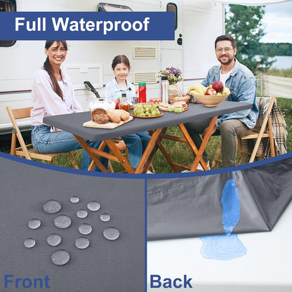 2 Pack 6 Foot Rectangle Elastic Fitted Tablecloth, Waterproof Fabric Table Cover, Washable Polyester Table Cloth for Picnic, Camping, Outdoor (Grey, 30" X 72")