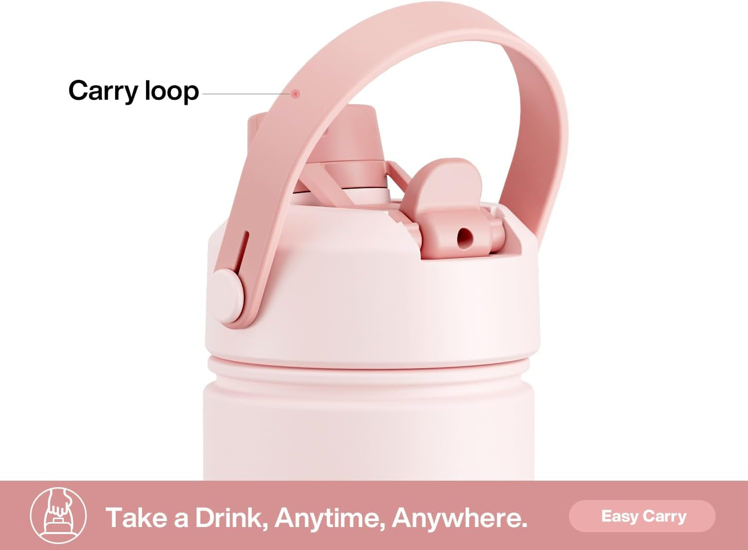 26 Oz Insulated Water Bottle with 2-In-1 Straw and Spout Lid, Keep Cold 24H, Leak-Proof, Fits in Car Cup Holder, Stainless Steel Water Bottle for Sports, Travel, and School (Cotton Candy)