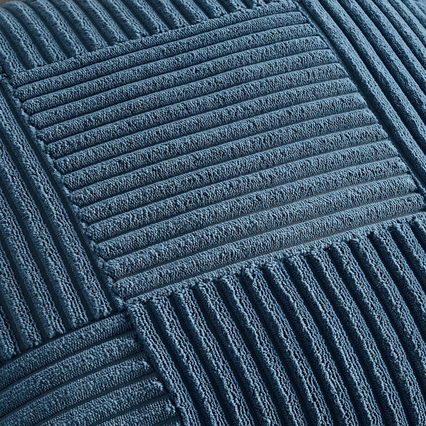 Set of 2 Dusty Blue Lumbar Boho Decorative Throw Pillow Covers 12X20 Inch for Living Room Bedroom Couch, Modern Farmhouse Home Decor, Soft Striped Patchwork Plaid Corduroy Cushion Case