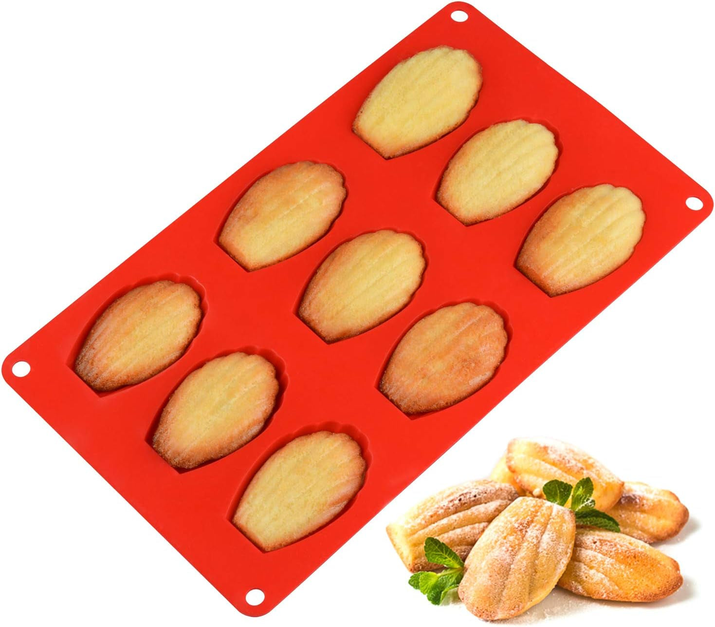 Silicone Madeleine Pans - 9 Cups Madeleine Mold for Small Cake, Chocolate, Cookies Pack of 2