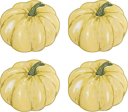 Fall Placemats Set of 4, Autumn Printed Pumpkin Textured Fabric Place Mats for Kitchen Dining Table,Thanksgiving Harvest Halloween Holiday Decor Placemat, Water-Proof, Washable, Each 13" X 15"