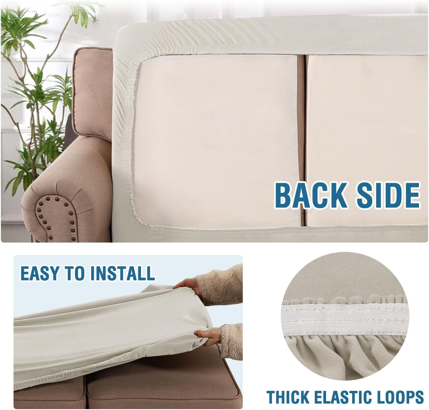 Fleece Couch Cushion Covers Stretch Chair Covers for Living Room Armchair Sectional Couch Covers Comfortable and Durable Fabric (1 Seater Cushion Cover, Pale Oak)