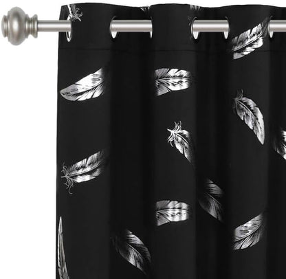 100% Blackout Black Curtains for Bedroom 84 Inches Long Thermal Insulated Window Curtain Drapes for Living Room/Sliding Glass Door, Modern Simple 2 Panels, Black