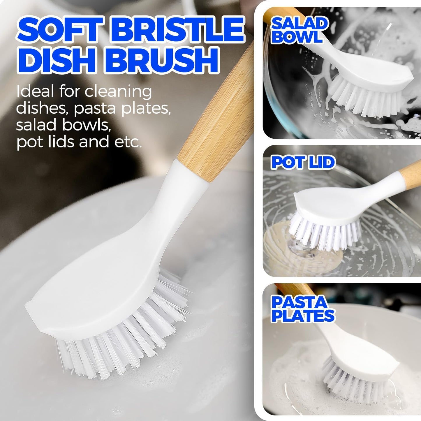 11 Pack Bottle Brush & 3 Pack Dish Brush Set for Kitchen Cleaning