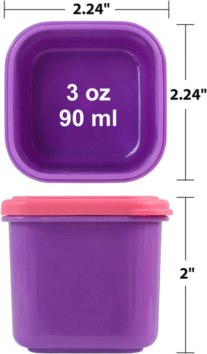 Leakproof Condiment Salad Dressing Container to Go with Lids 6 Pack - 3 Oz/90Ml Stackable Small Food Storage Containers for Sauce, School Lunch, Work, Travel, Bpa-Free