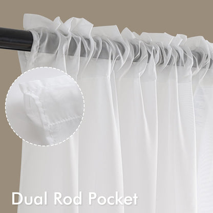 White Sheer Curtains 84 Inches Long, 4 Panels Set, Light Filtering Rod Pocket Voile Drapes for Living Room and Bedroom, Airy Soft Fabric Window Treatments, 42 X 84 Inches
