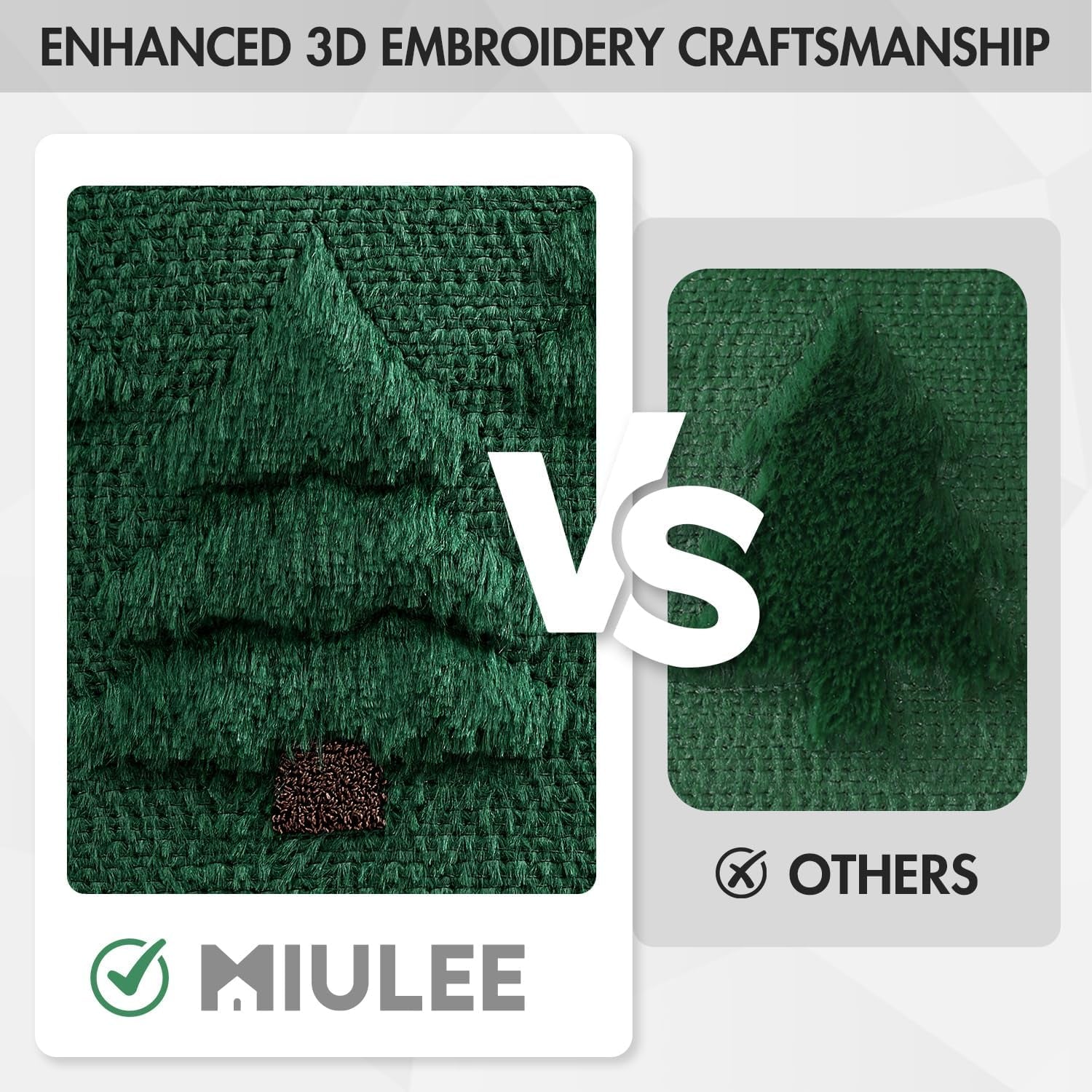 Christmas Tree Decorative Pillow Covers Faux Fur Wool Throw Pillows Soft Plush Cushion Covers Set of 2 Xmas Home Decor Winter Holiday for Sofa Couch Livingroom Bed 18X18 Inch Dark Green