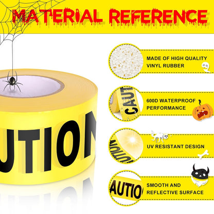 Halloween Decorations Caution Tape 2 Pack, 3" X1000Ft Safty Tape Yellow Caution Tape Roll, Construction Tape for Danger/Hazard Areas/Crime Scene Halloween Party Decorations