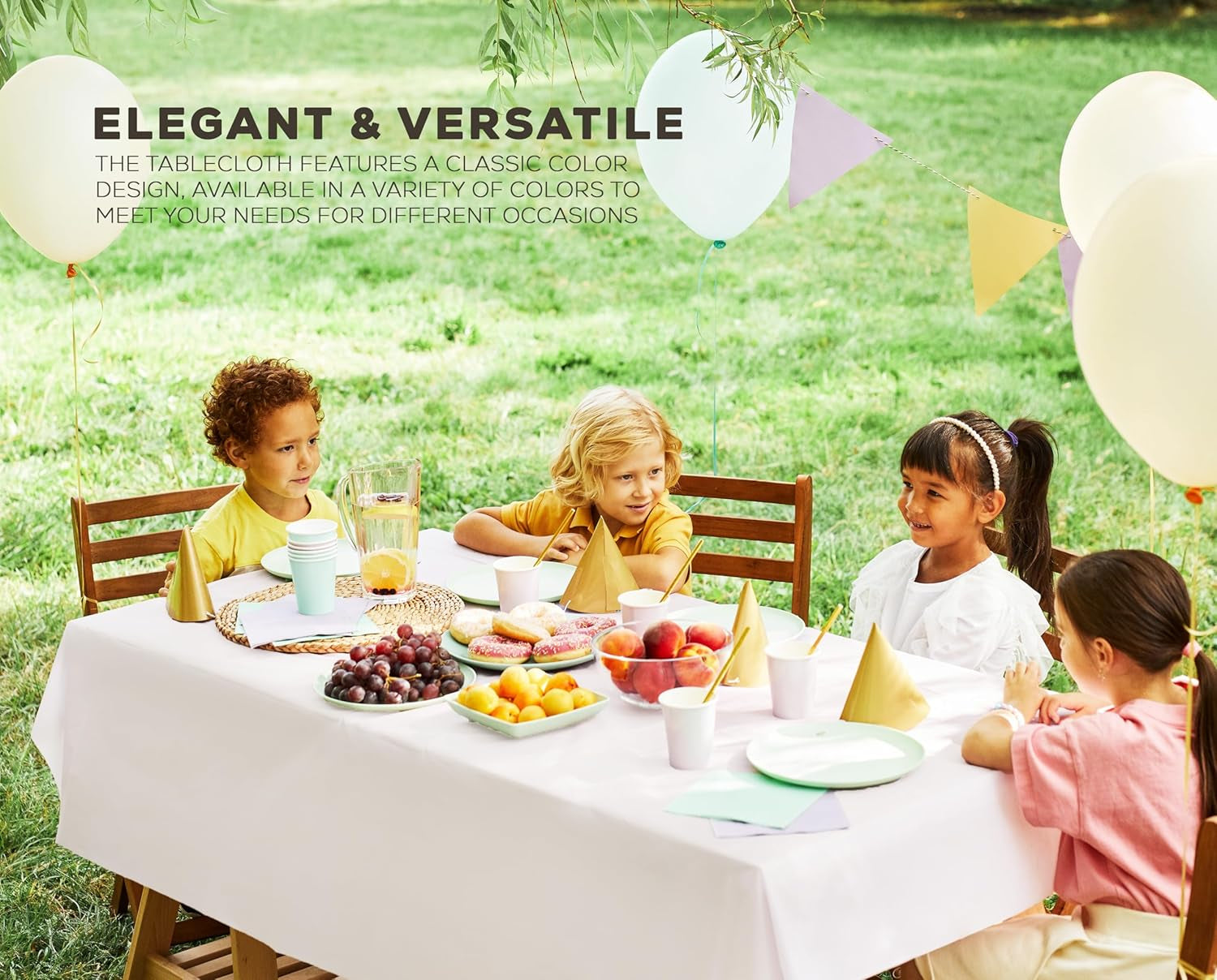 Plastic Table Cloth Disposable (12 Pack - 54X108 Inch) White Rectangle Tablecloth Waterproof Stain Resistant Party Table Cover