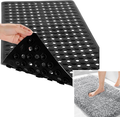 Bath Mat Set Non Slip, Machine Washable Water Absorbent, Ultra Soft Plush Microfiber, Drain Holes Suction Cups, Bathroom Essentials for Tub Shower Floor