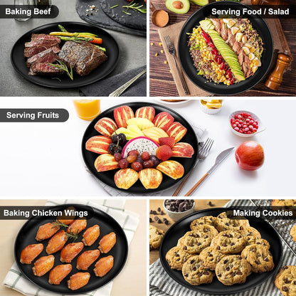Pizza Pan Bakeware for Home Kitchen, Stainless Steel Pizza Tray for Baking Pizza, Healthy & Reusable & Easy Clean, Oven & Freezer Safe, 12 Inch & Black