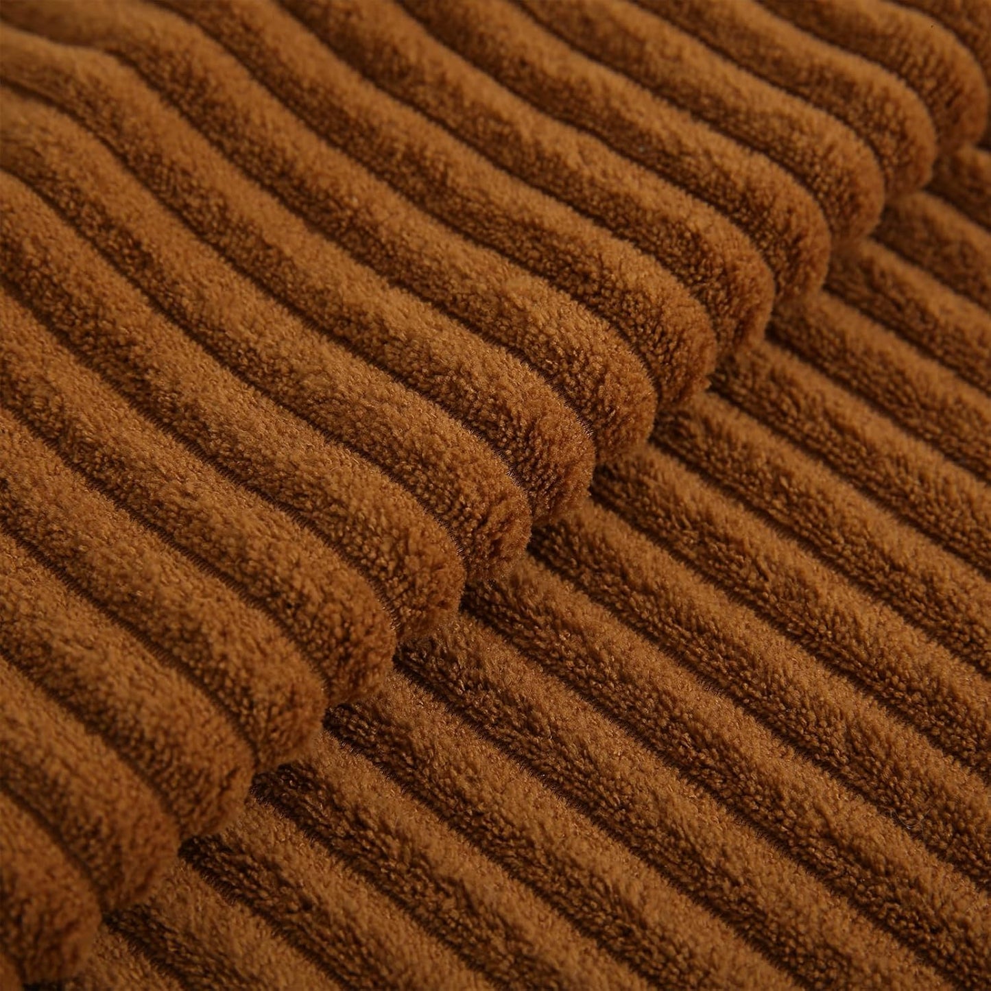 Corduroy Dark Brown Throw Pillow Covers Set of 2 Striped Boho Decorative with Edge Design,Super Soft Throw Pillow Cushion Covers for Couch Sofa Living Room Solid Square 16×16Inch/40Cm×40Cm