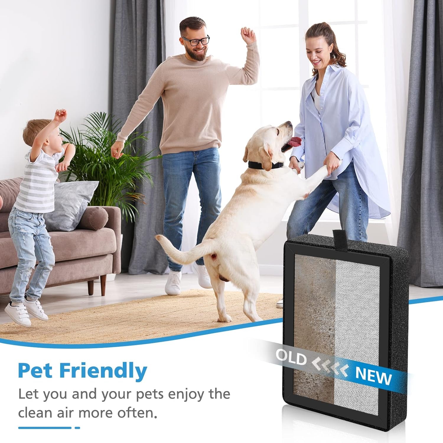 4 Pack LV-H128 Replacement Filter Compatible with LEVOIT LV-H128 / PUURVSAS (HM669A) / ROVACS (RV60) Air Purifier, 3-In-1 HEPA and Activated Carbon Filters, Replace Part #LV-H128-RF