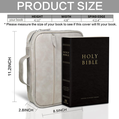 Leather Bible Cover for Men and Women, Water-Resistant Case with Handle and Zip Pocket, Minimalist Design, Ideal Gift