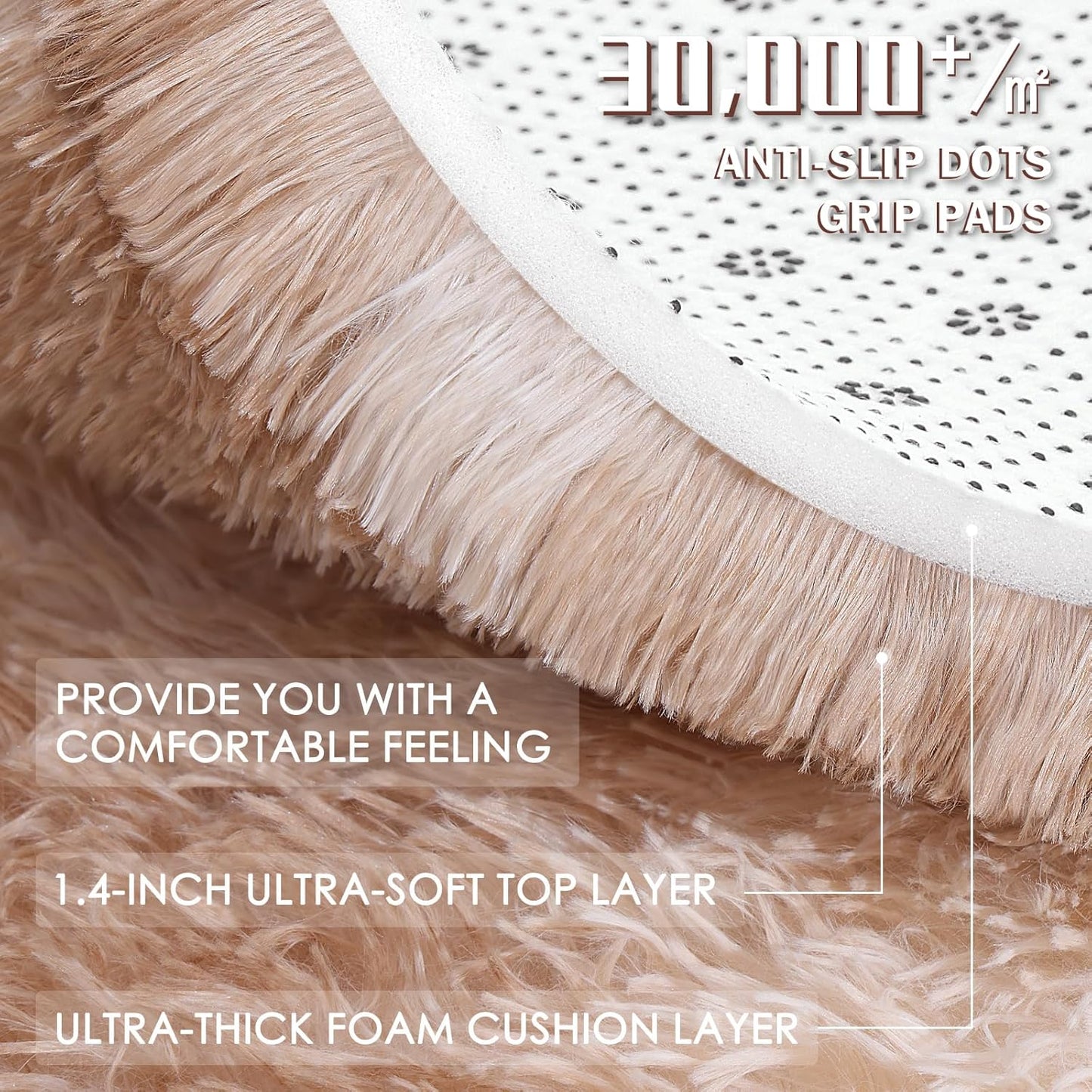 Area Rugs for Living Room Bedroom, Machine Washable 2X3 Feet Soft Fluffy Shaggy Bedside Rug, Indoor Floor Carpet for Kids Girls and Boys, Dorms Nursery Room, Home Decor Aesthetic, Beige Tie-Dye