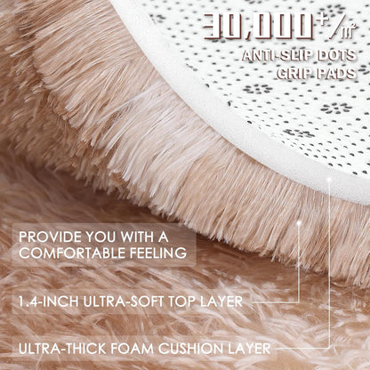 Area Rugs for Living Room Bedroom, Machine Washable 2X3 Feet Soft Fluffy Shaggy Bedside Rug, Indoor Floor Carpet for Kids Girls and Boys, Dorms Nursery Room, Home Decor Aesthetic, Beige Tie-Dye