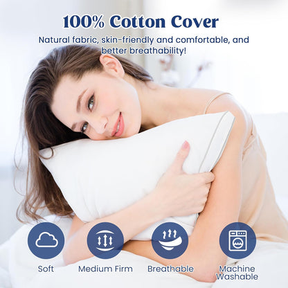® Feather Pillows with 100% Cotton Cover, Set of 2 Gusseted Bed Pillows for Sleeping, King Size