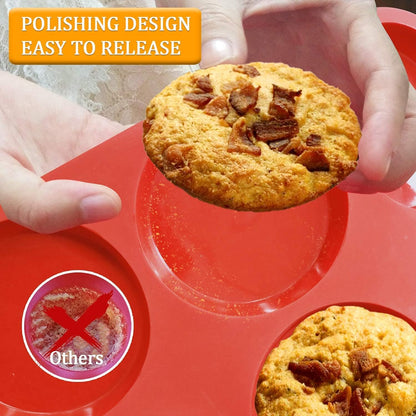 Silicone Muffin Top Pans for Baking 4Inch Jumbo Size, Perfect Results Premium Non-Stick Bakeware Egg Baking Pan, Great for Eggs, Hamburger Bun, Muffin Top and More, Food Grade & BPA Free, 1Pc