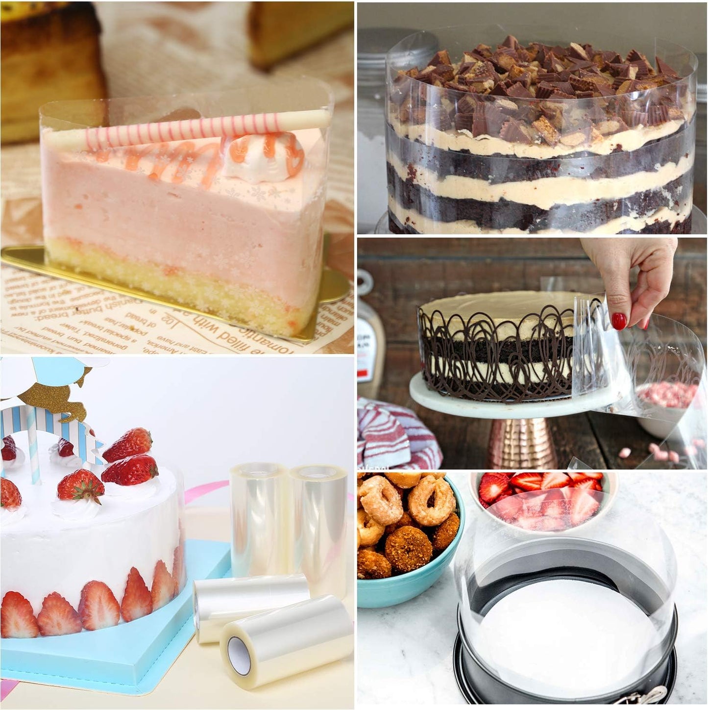 4Pck Cake Collar 3.1 X 394 Inch,  Acetate Sheets, Clear Acetate Roll and Transparent Mousse Cake Rolls for Chocolate Mousse Baking, Cake Decorating and Keeping Cake Shape