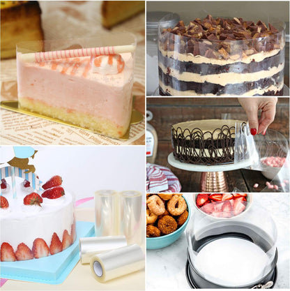 4Pck Cake Collar 3.1 X 394 Inch,  Acetate Sheets, Clear Acetate Roll and Transparent Mousse Cake Rolls for Chocolate Mousse Baking, Cake Decorating and Keeping Cake Shape