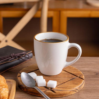 Ceramic Coffee Mug Set of 6, 12oz Stoneware Cups for Versatile Beverages, Lightweight and Dishwasher/Microwave Safe - Pearl White