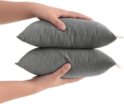 2 Pack Microfiber Tiny Pillows, 11X7 Inch - Mini Sleep & Travel Pillows, Washable, Soft, Dark Grey