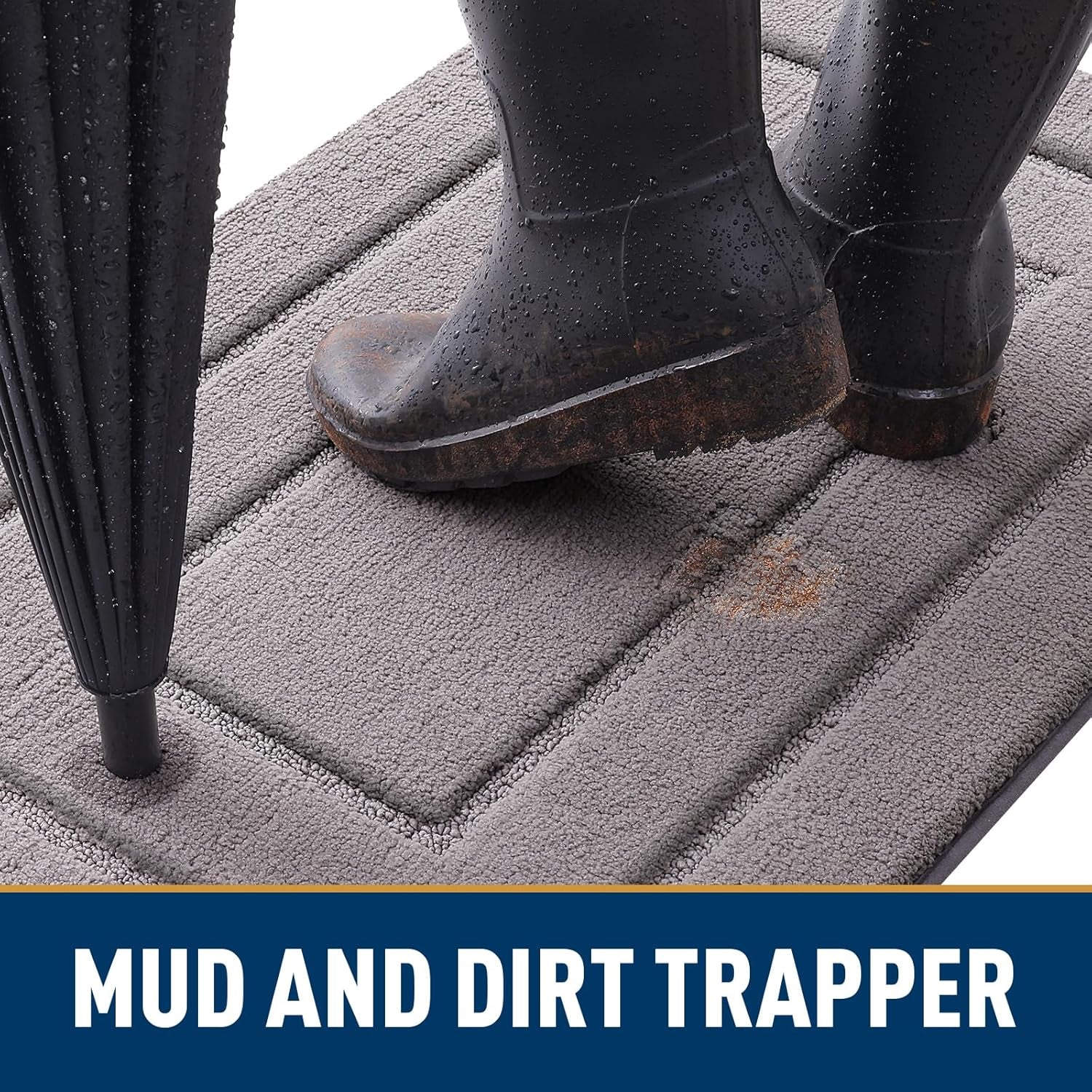 Dog Door Mat 2 Piece Set, Frame Design Dog Door Mat (Grey 30X20) and Frame Design Dog Door Mat (Black 30X20)