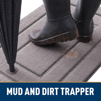 Dog Door Mat 2 Piece Set, Frame Design Dog Door Mat (Grey 30X20) and Frame Design Dog Door Mat (Black 30X20)