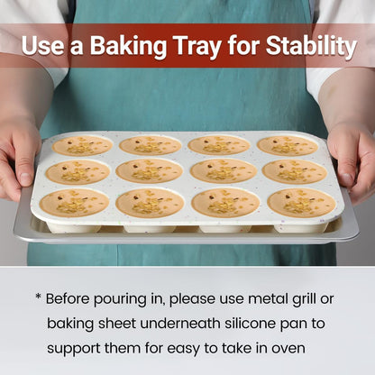 Silicone Muffin Pan, Regular Size Muffin Pan for Baking 12 Cups Non Stick Silicone Cupcake Pan 1 Pack Confetti