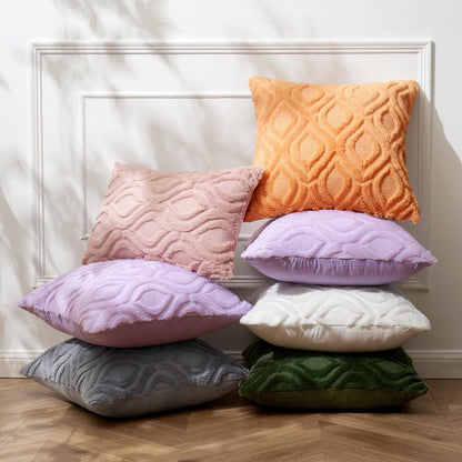 Blush Pink Valentines Throw Pillow Covers 18X18 Inch, Soft Spring Plush Faux Wool Couch Pillow Covers Set of 2 Decorative Farmhouse Boho Throw Pillows for Sofa Living Room Bed