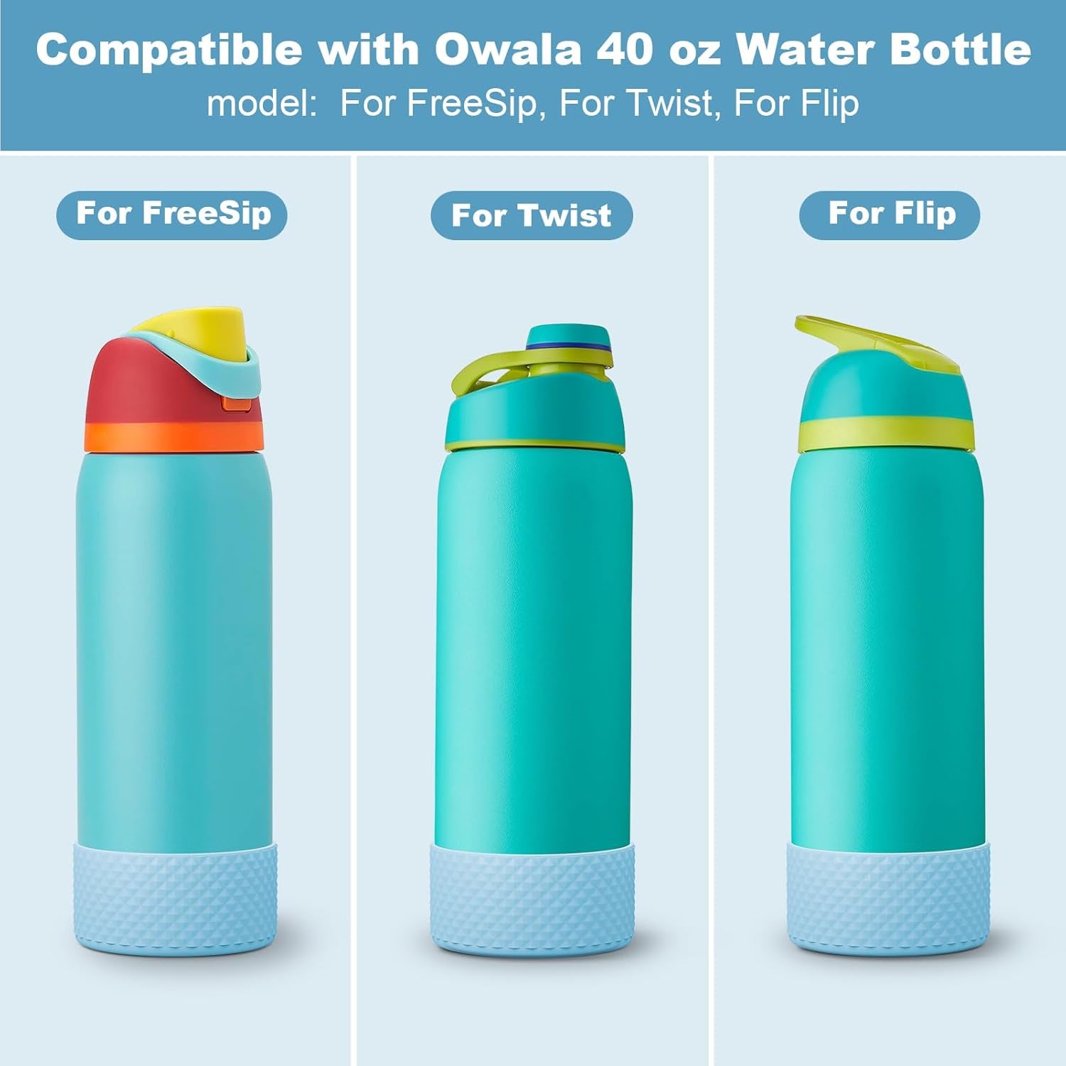 Silicone Boot for Owala Water Bottle 40 Oz, Anti-Slip Protective Sleeve for Freesip/Twist/Flip Stainless Steel Water Bottles Accessories
