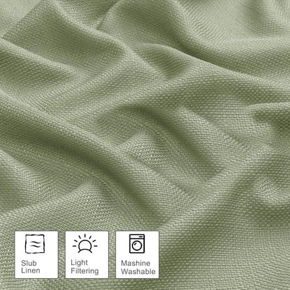 Bob 2 Panels Sage Green Kitchen Curtains Sets for Windows 36 Inch Length, Faux Linen Textured Short Cafe Curtains Tiers for Kitchen, Rod Pocket Small Window Drapes for Bathroom, 30Wx36L Inch