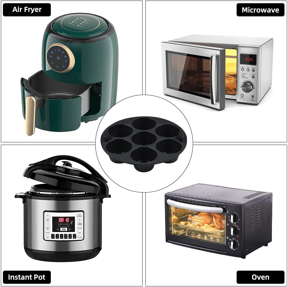 24 Cups Mini Muffin Pan, 7 Cups round Regular Muffin Pan for Air Fryer, Oven, Microwave