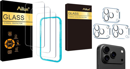 3 Pack Screen Protector for Iphone 17 Pro [6.3 Inch] with Installation Frame and 3 Pc Lens Protector for Iphone 17 Pro