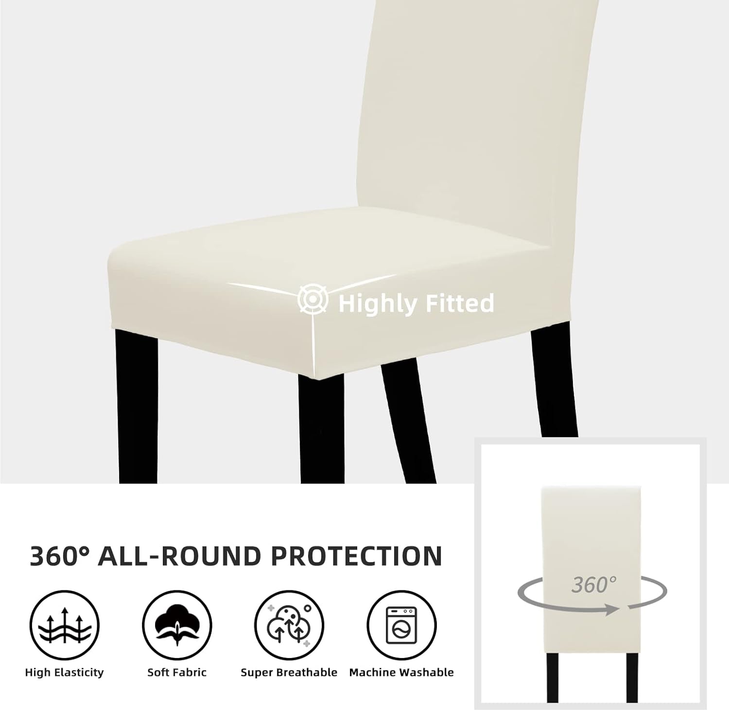 Dining Chair Covers Stretch Dining Room Chair Covers Set of 2, Parsons Chair Slipcovers for Dining Room, Ceremony, Banquet, Ivory