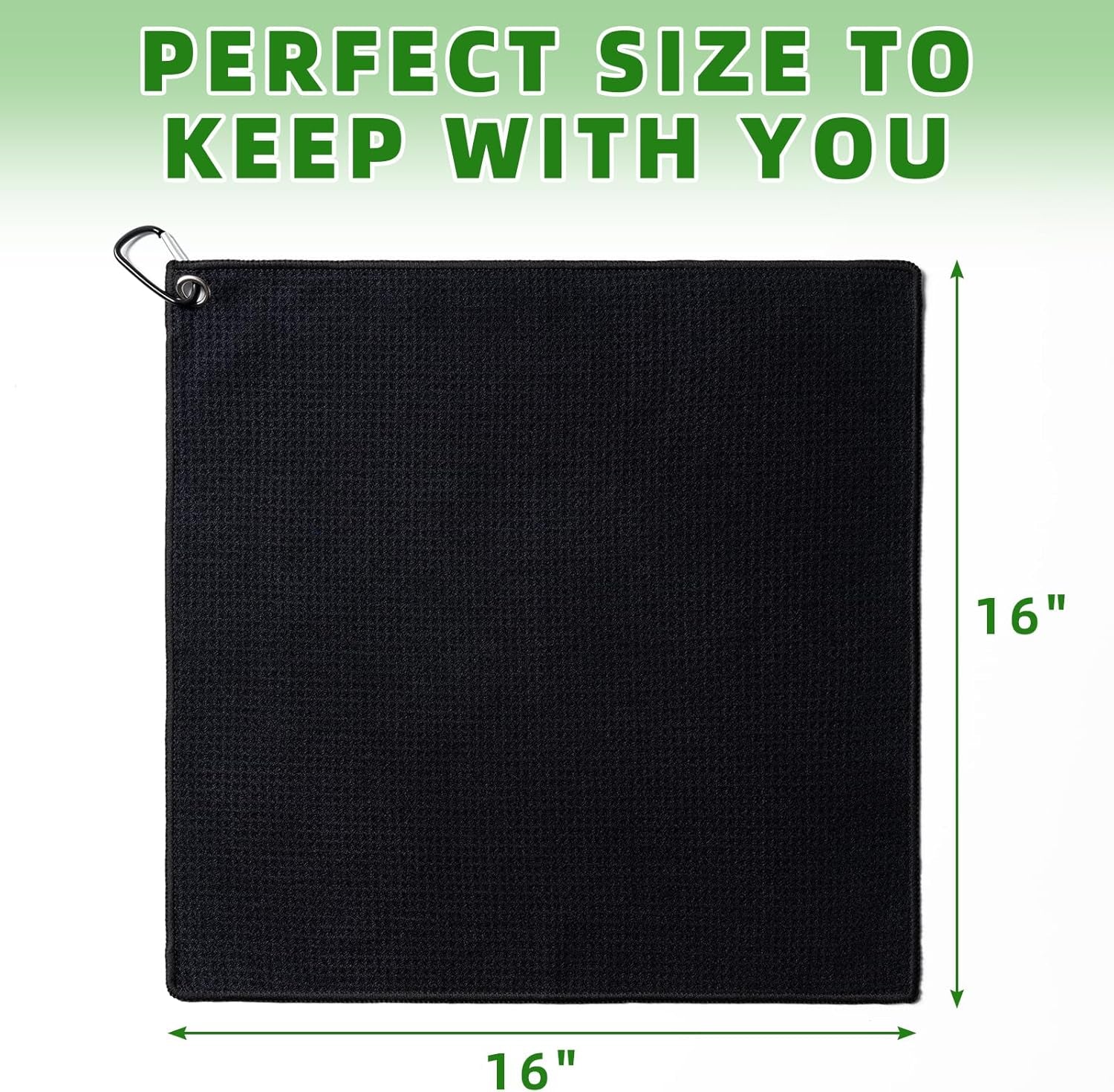 3 Pack Golf Towels(16" X 16") with Carabiner Clip,Microfiber Fabric Waffle Pattern Towels for Golf Bags,Tri-Fold Portable Towels for Men Women,Blue/Black/Gray