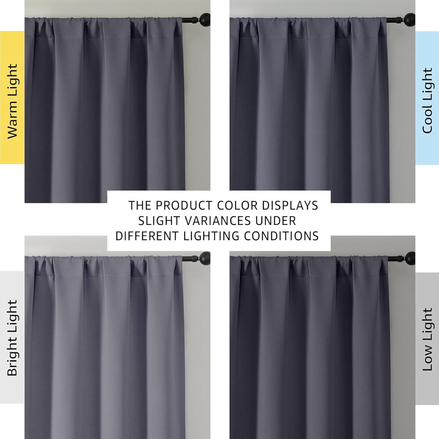 Sally Grey Short Blackout Curtains 36 Inch Length 2 Panels Set, Half Window Rod Pocket Privacy Room Darkening Curtain Tiers for Kitchen Bathroom, 2 Pcs Each W40 X L36 Inch, Grey