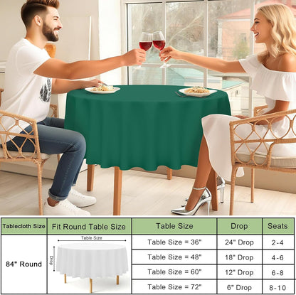 4 Packs Disposable Plastic Table Cloth, 84" round Waterproof Tablecloth, Leakproof & Sturdy Decorative Table Covers for Picnic, Party and Outdoor, Christmas Green