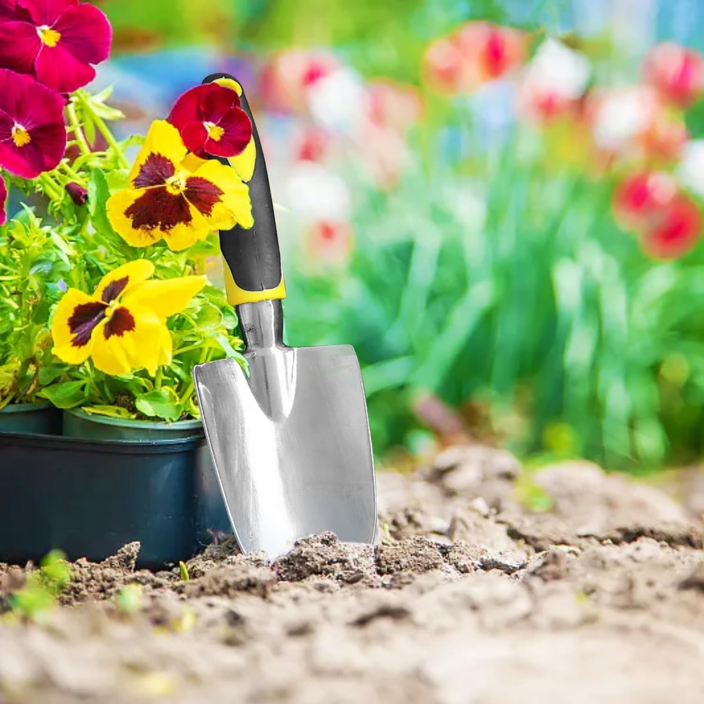 Trowel Garden Tool Gardening Shovel, Stainless Steel Hand Shovel with Rubber Handle, Garden Hand Tools for Men, Women and Kids.