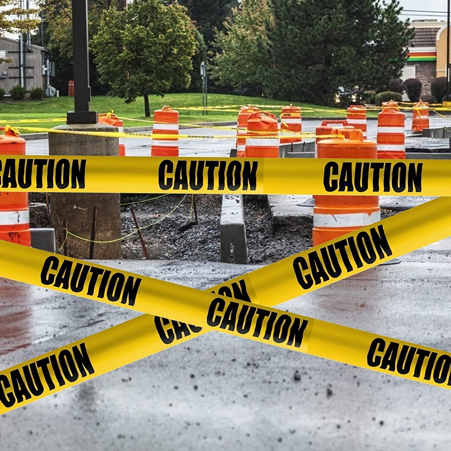 Halloween Decorations Caution Tape 2 Pack, 3" X1000Ft Safty Tape Yellow Caution Tape Roll, Construction Tape for Danger/Hazard Areas/Crime Scene Halloween Party Decorations