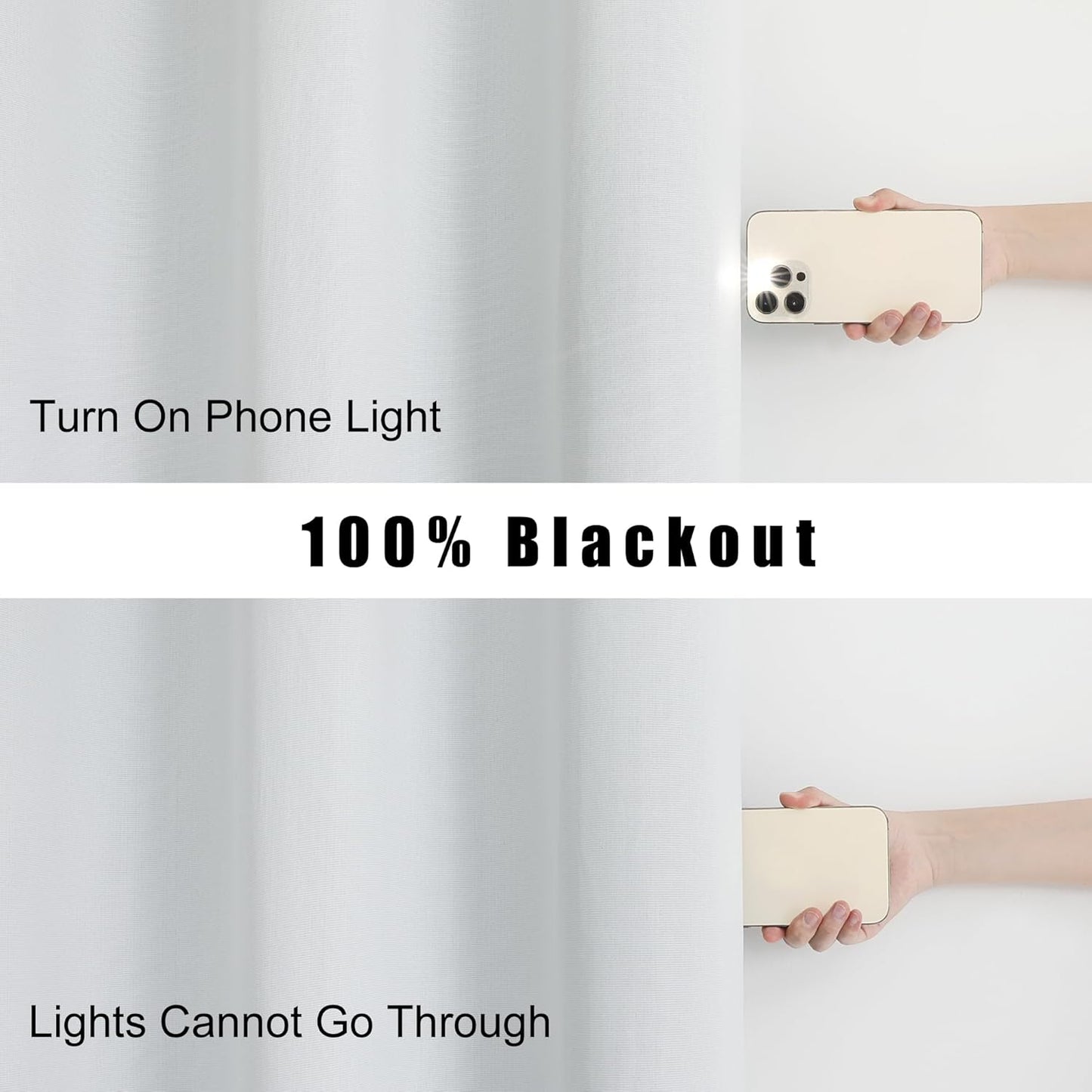 Greyish White 100% Blackout Curtain Liner 2 Panels Set for Bedroom Living Room behind Curtains, Insulated Curtains Liner for 86 Inch Extra Long, Each 50 Wx86 L, 2 Liners per Set