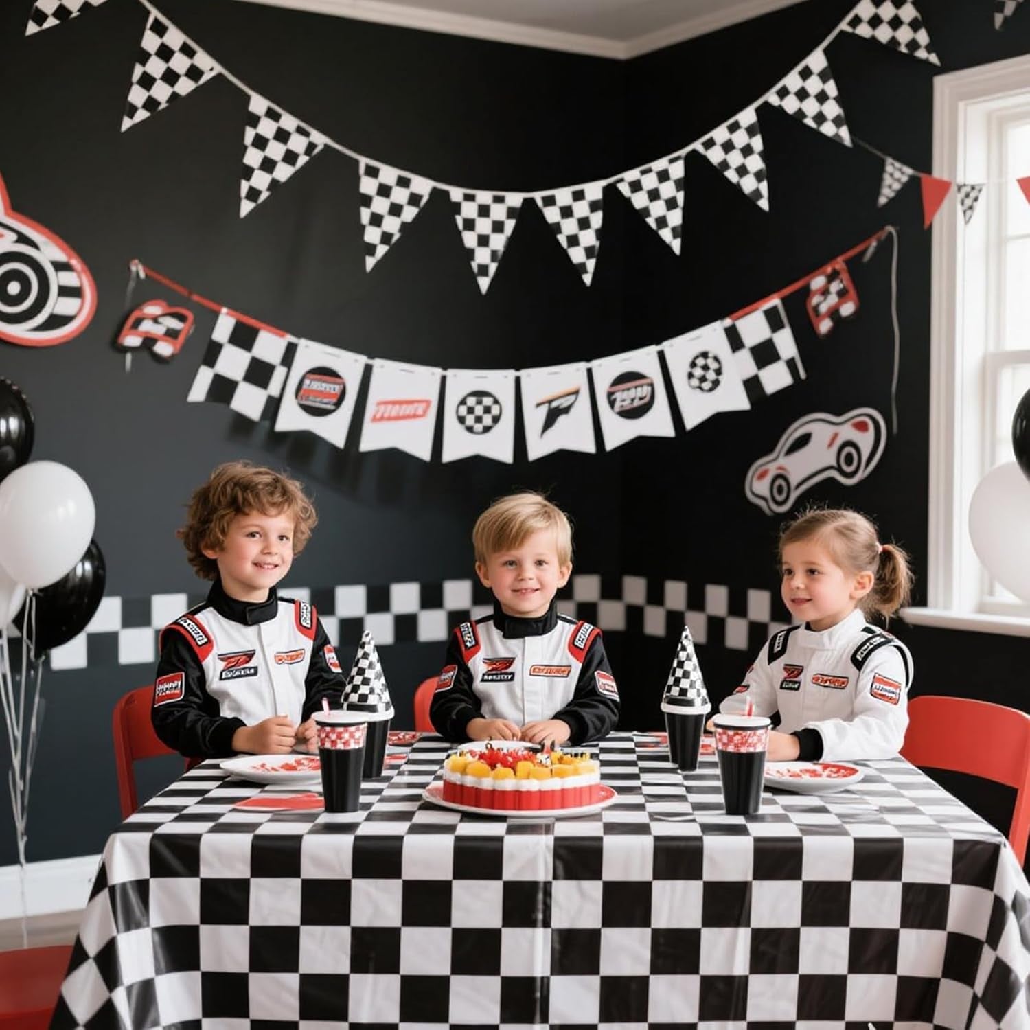 3 Packs Black and White Checkered Tablecloths 54 X 108 Inches Disposable Plastic Checkered Flag Racing Table Cover Waterproof Rectangle Race Car Table Cloth for Picnic Party Retro Celebration