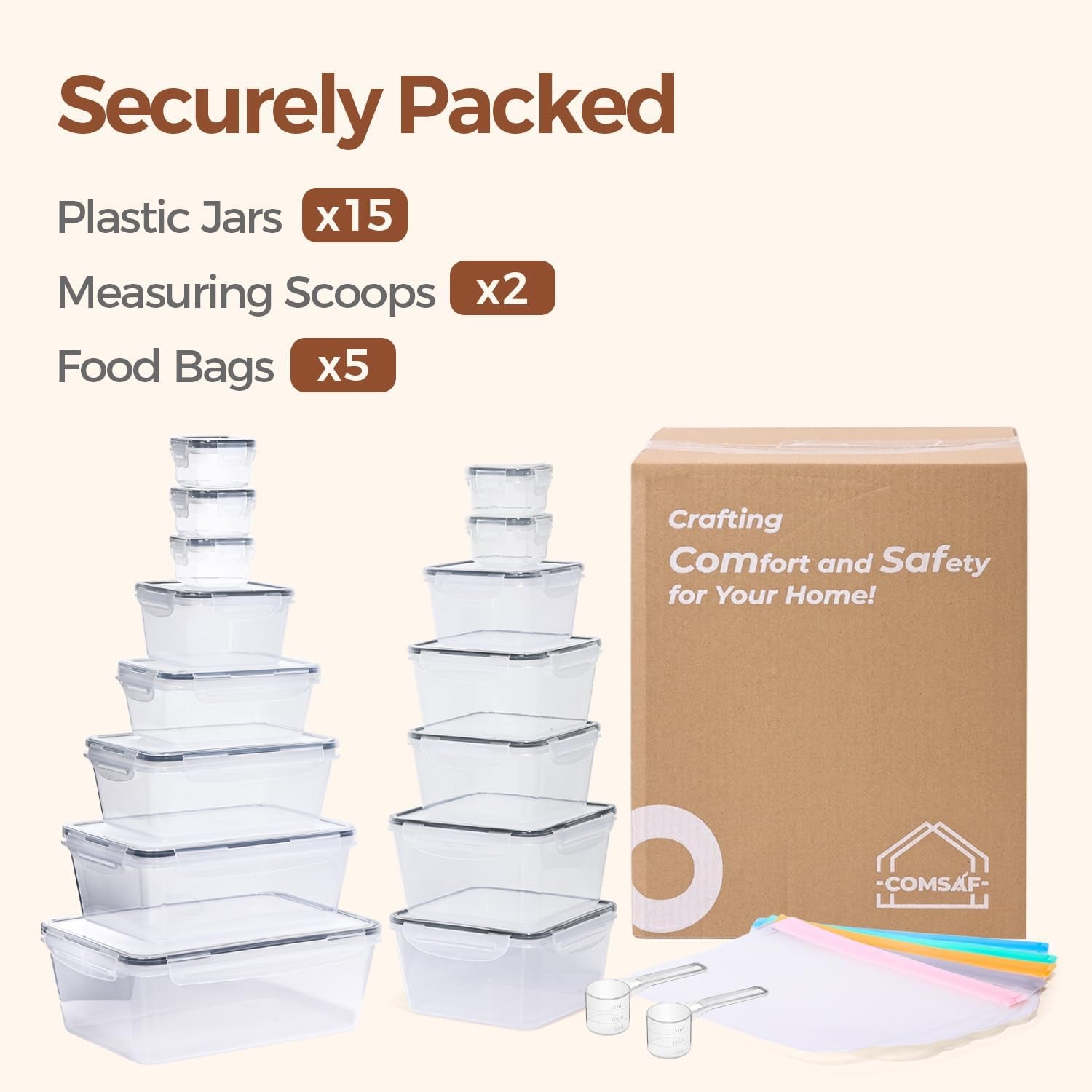 Food Storage Containers Set with Airtight Lids,Plastic Food Containers for Kitchen Storage and Organization, Leak Proof Meal Prep Container,Reusable Lunch Storage Set