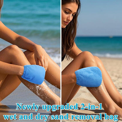 2 in 1 Sand Remover for Beach,2Pcs Sand Wipe off Mitts for Beach,Beach Vacation Essentials for Kids Adults,Beach Day Accessories Must Haves for Women,Summer Family Beach Needs Items Necessities