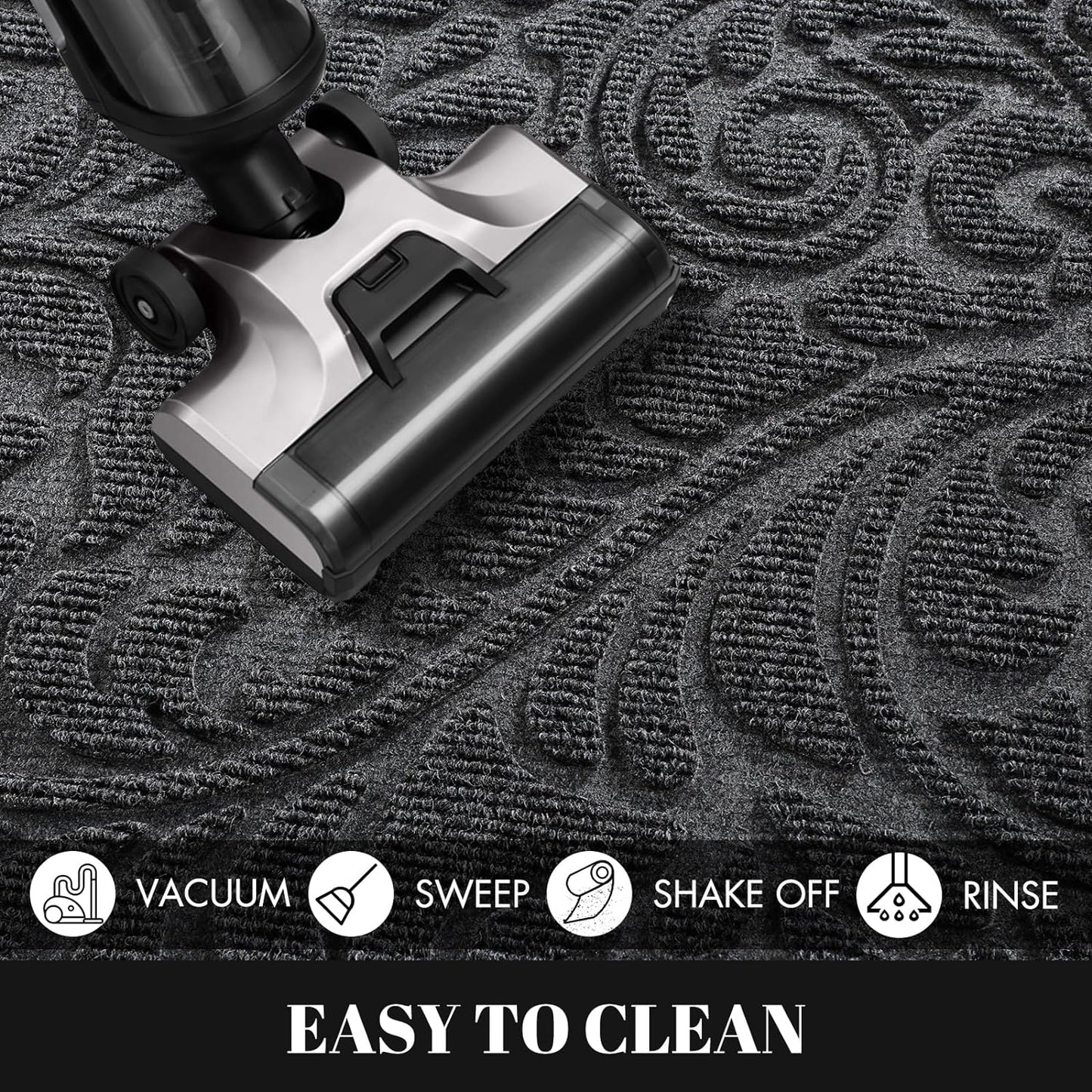 Door Mat outside Entrance, Heavy Duty Non-Slip Outdoor Mats for Front Door, All-Weather Waterproof Sturdy Doormat, Low Pile Entry Mat Indoor for Garage and Patio, Easy Clean, 29.5X17, Grey