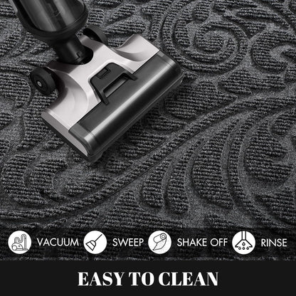 Door Mat outside Entrance, Heavy Duty Non-Slip Outdoor Mats for Front Door, All-Weather Waterproof Sturdy Doormat, Low Pile Entry Mat Indoor for Garage and Patio, Easy Clean, 29.5X17, Grey