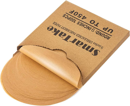 100 Pcs Unbleached Parchment Paper Baking Sheets Round, 4 Inches Non-Stick Precut Baking Parchment, Perfect for Baking Grilling Air Fryer Steaming Bread Cup Cake Cookie and More